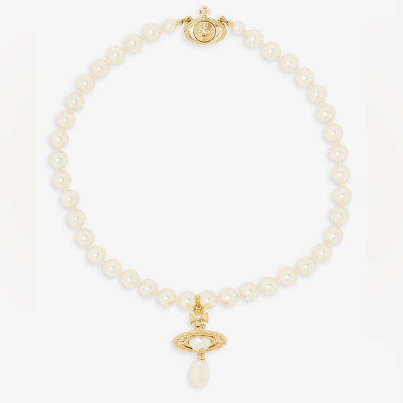 VIVIENNE WESTWOOD JEWELLERY Orb gold-tone brass and faux-pearl choker necklace